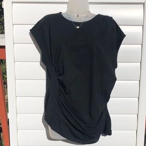 NWT LOFT Black Short-Sleeve Draped Side Tee